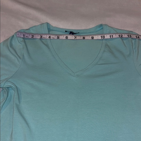 Source Unknown Sweater Cotton Blend V Neck Green Long Sleeve Tee Women’s Sz M - Picture 4 of 7